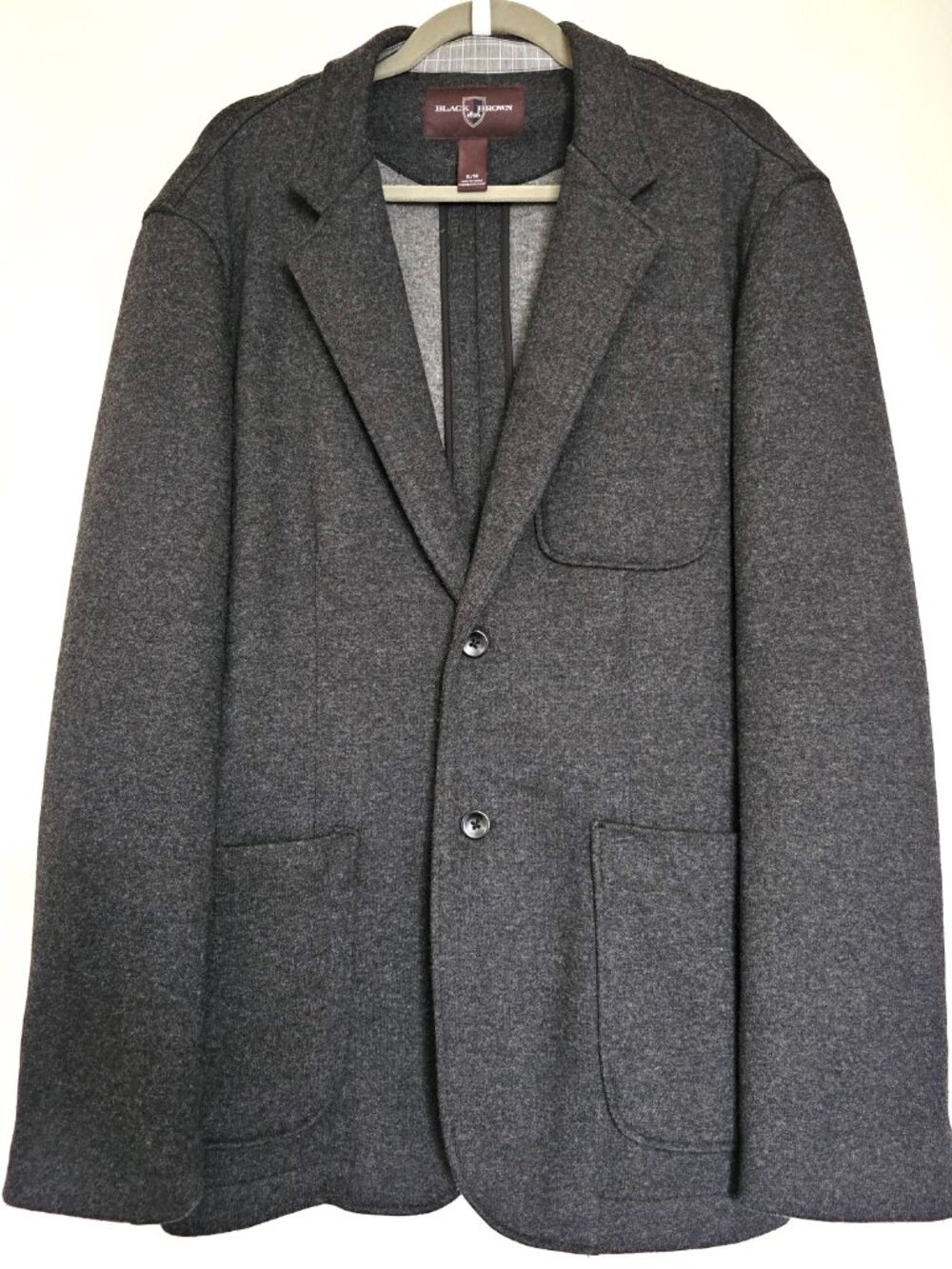 Black Brown 1826 Wool Blend Knit Blazer Sport Coat Jacket XL Solid Grey
